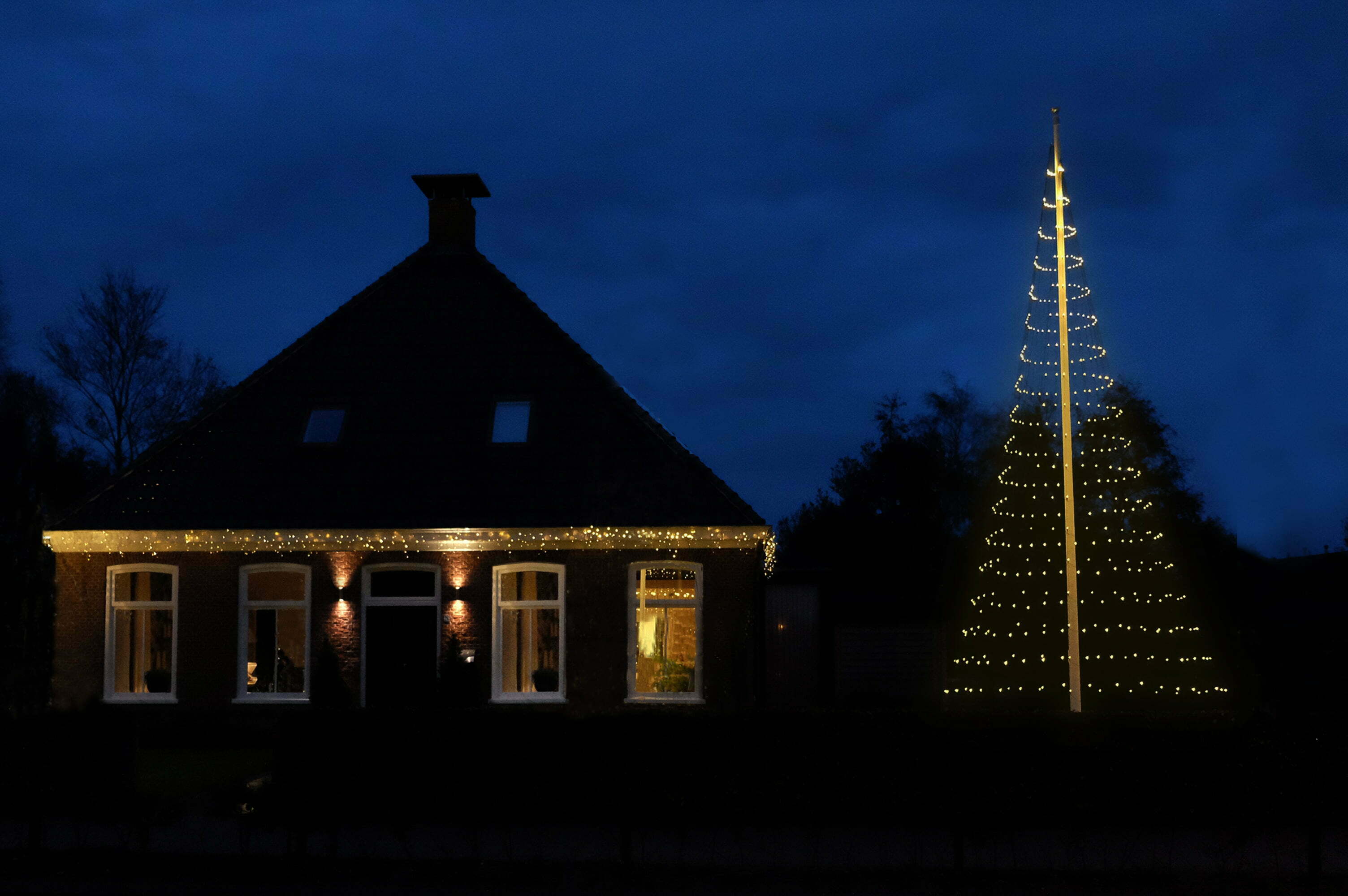 Landschap in plaats daarvan Uitwisseling Vlaggenmast Kerstverlichting 800 LED 3D Warmwit incl. 8 meter mast