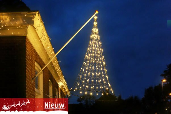 Vlaggenmast Kerstverlichting 192 LED 3D warmwit gevelmodel – NIEUW