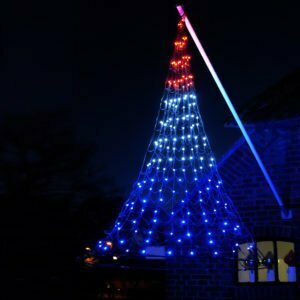 Vlaggenmast Kerstverlichting 192 LED 3D Rood-Wit-Blauw gevelmodel