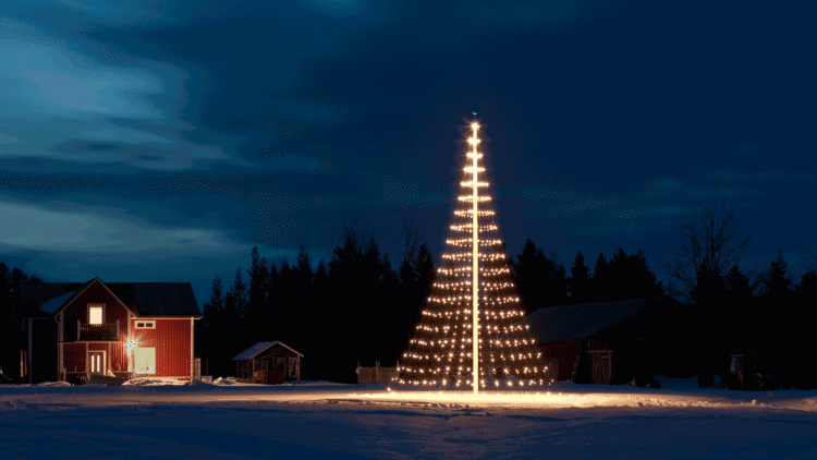 vlaggenmast kerstverlichting